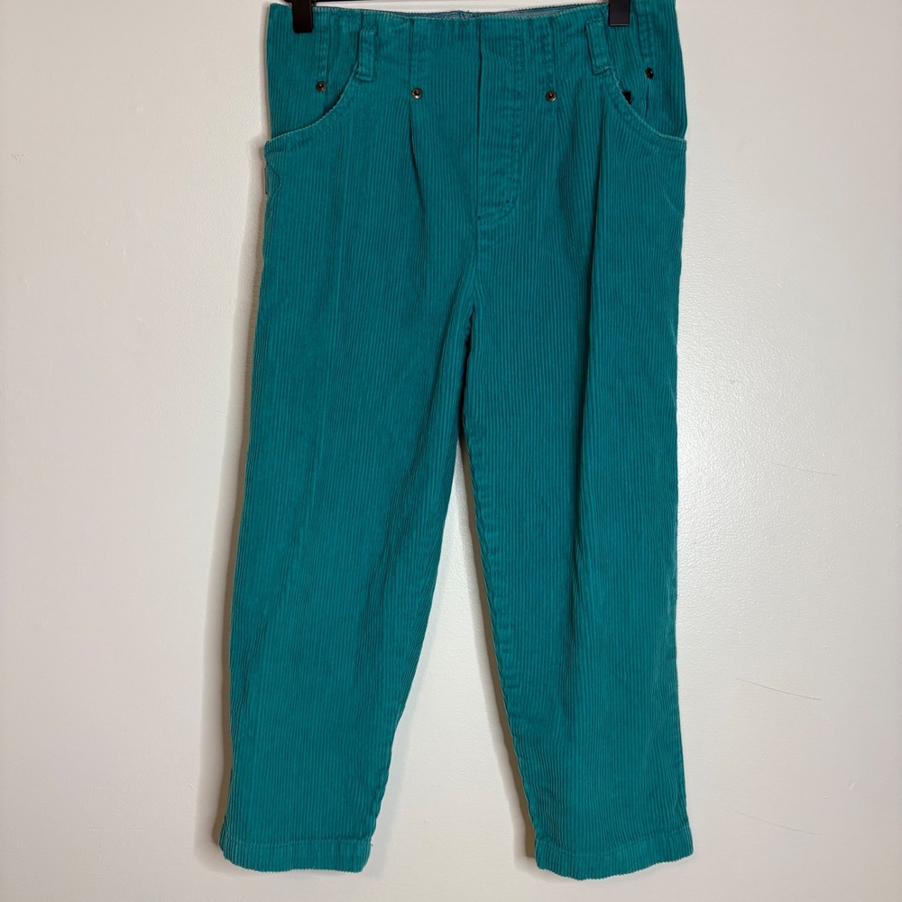 The Childrens Place Teal Corduroy Pants Girls Size S 6 Pleated Front